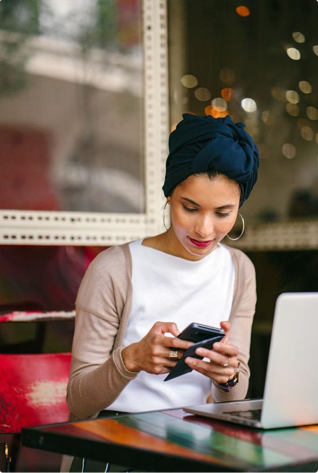 Lady sitting on phone